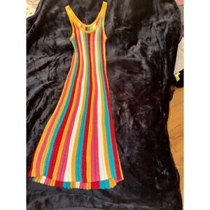 GABRIELLE UNION STRIPED MULTICOLOR TANK BODYCON SWEATERDRESS SLIPDRESS